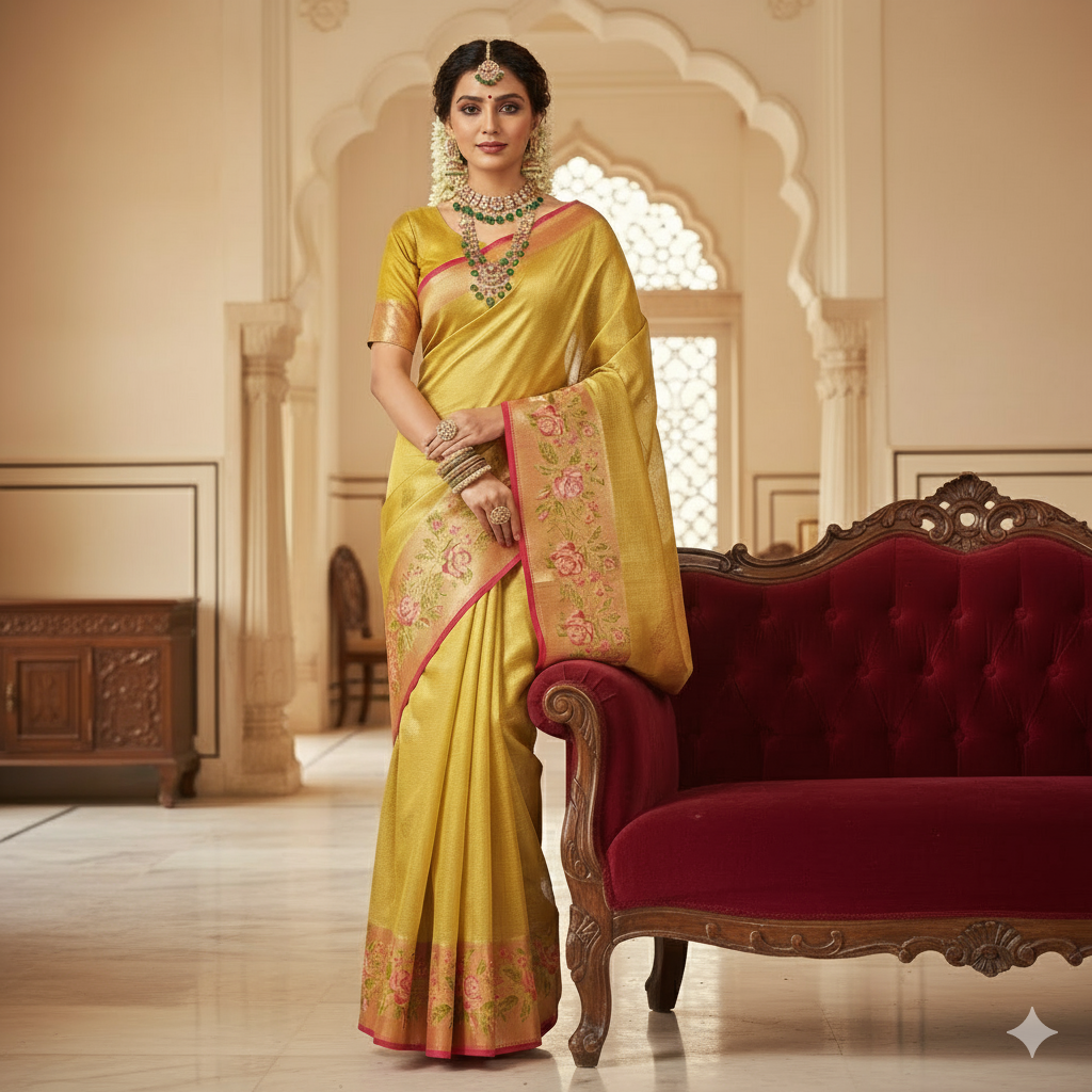 Kota Tissue Silk With Parsi Embroidery