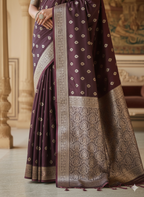 Dark Maroon Banarasi Saree