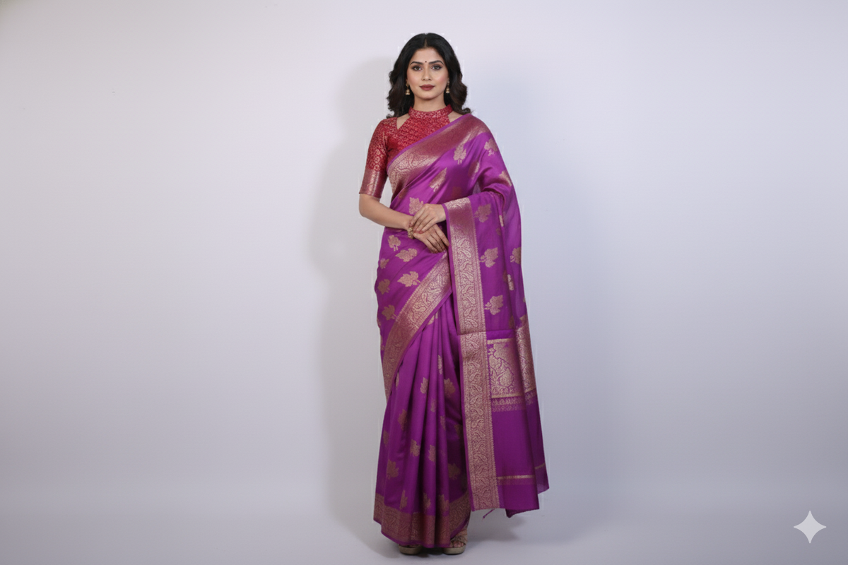 Premium Katan Silk With Zari Weaving