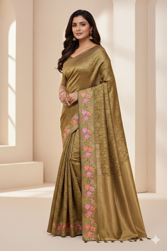 Golden Banarasi Silk Saree (Nita Ambani Inspire)