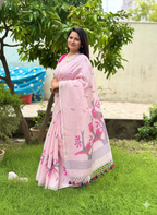 Pure Jayshree Linen Saree (Pink)