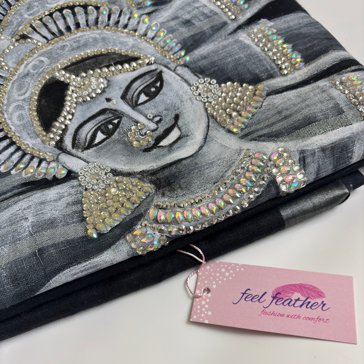 Hand-Painting Saree (Black) Made to Order Only