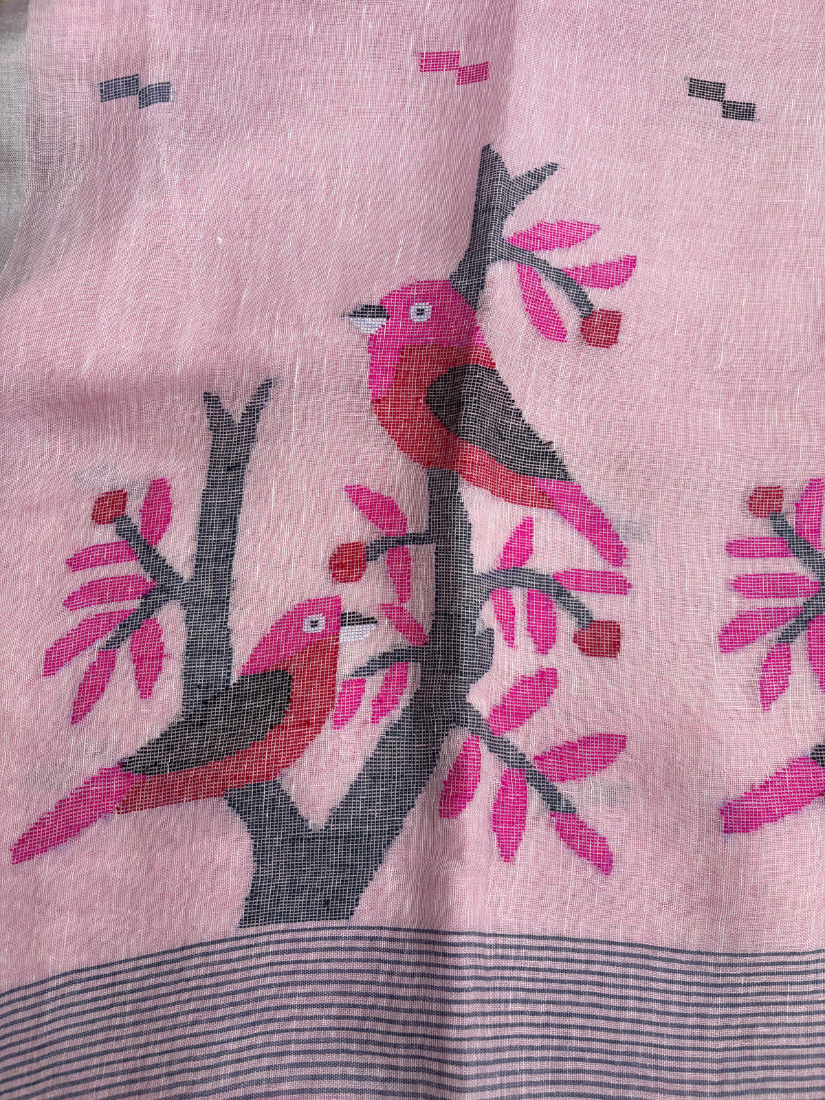 Pure Jayshree Linen Saree (Pink)