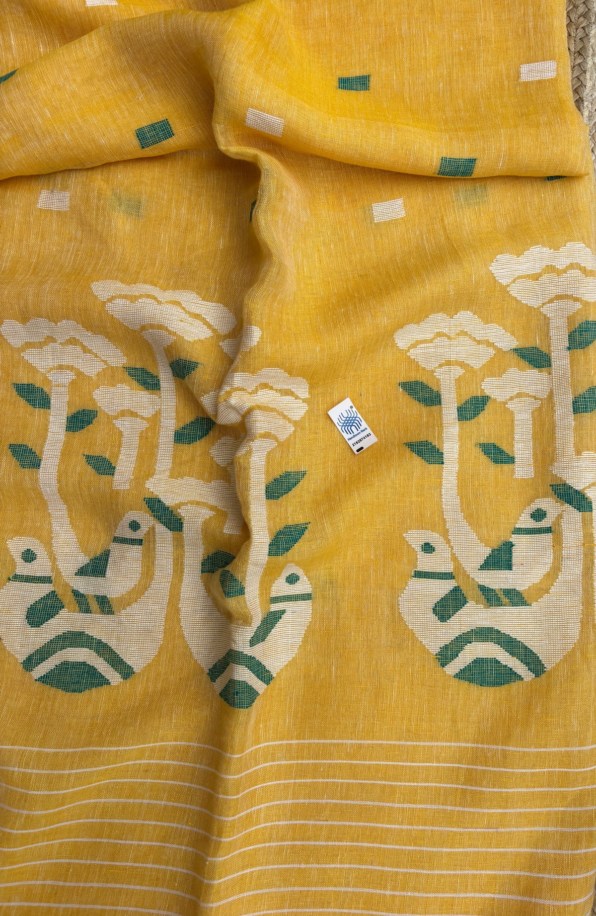 Pure Jayshree Linen Saree (Yellow)