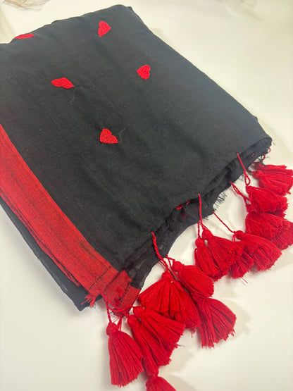 Pure 120 Count Mul Cotton Saree (Black)