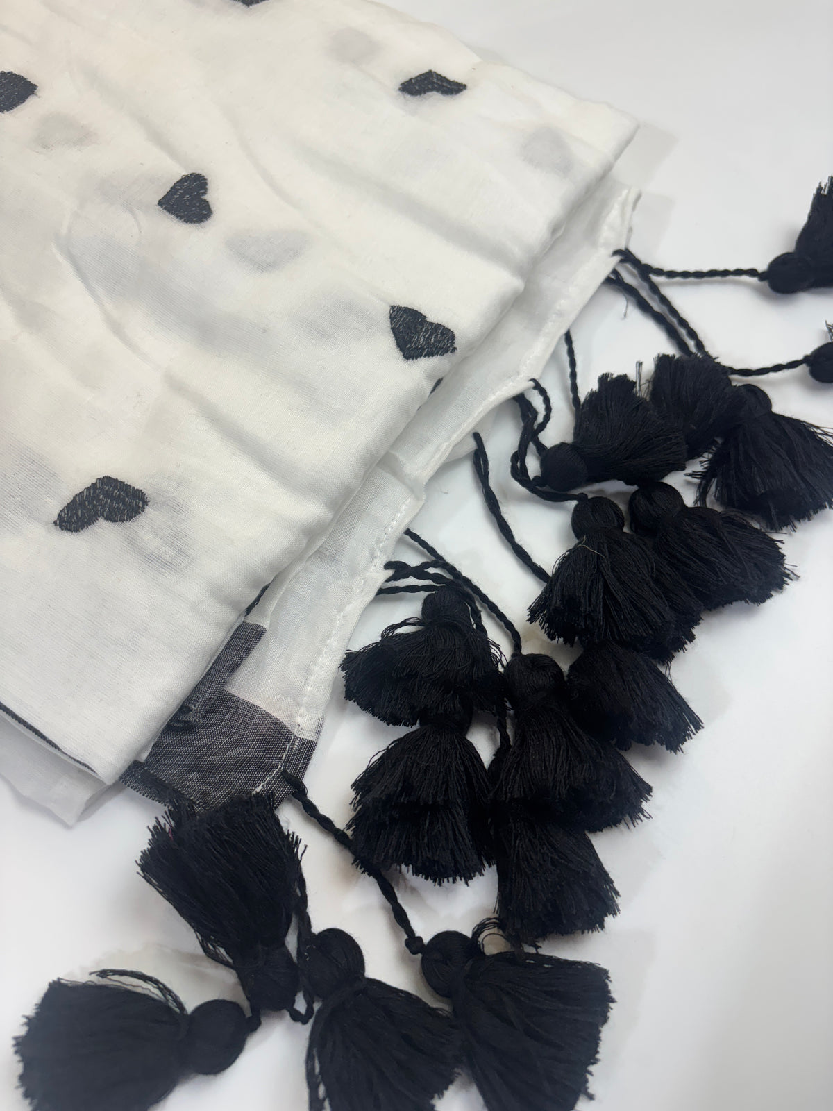 Pure 120 Count Mul Cotton Saree (White & Black)