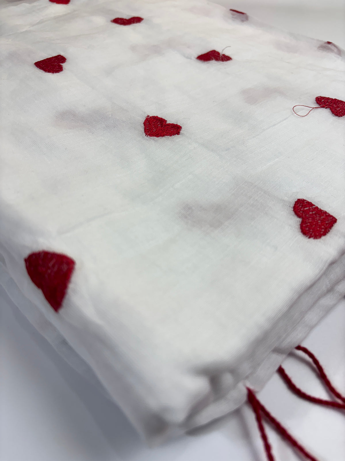 Pure 120 Count Mul Cotton Saree (White & Red)