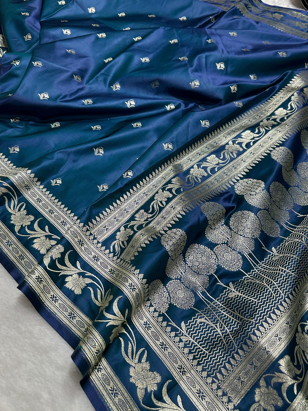 Pure Mashru Silk Saree with Zari Boarder (Blue)
