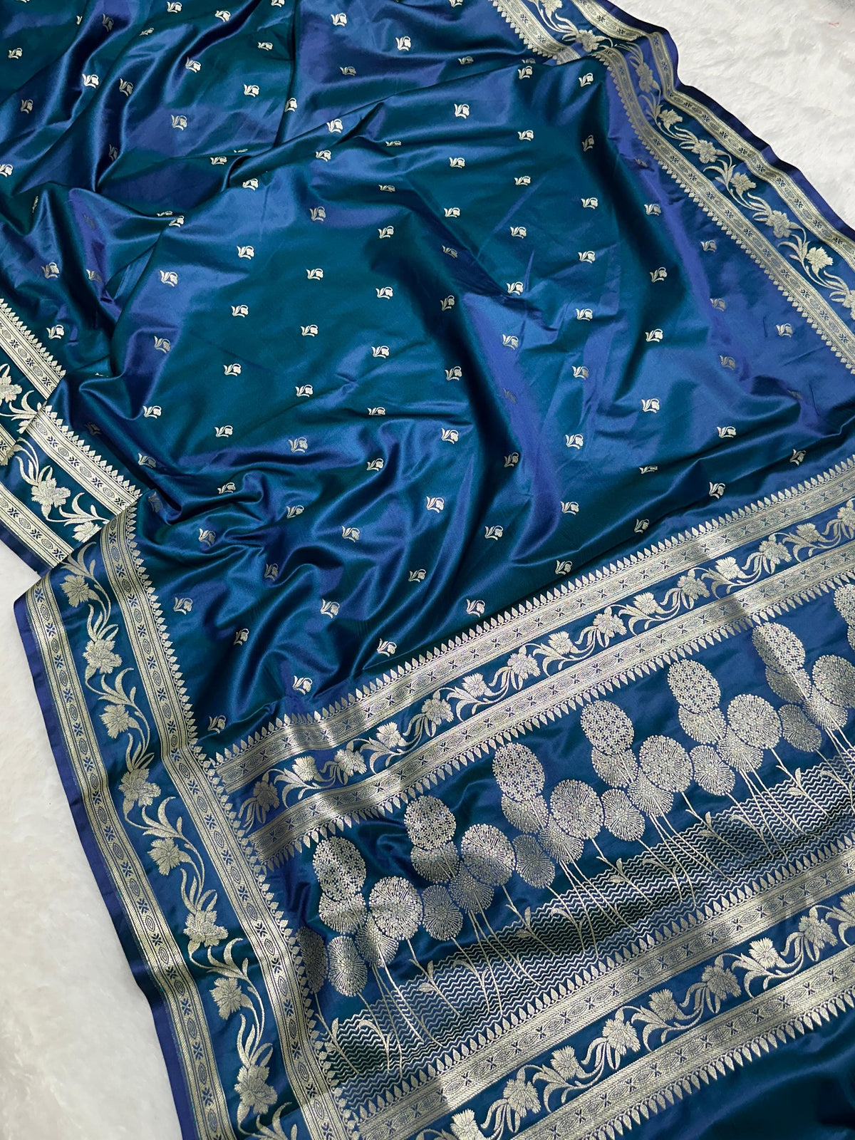 Pure Mashru Silk Saree with Zari Boarder (Blue)