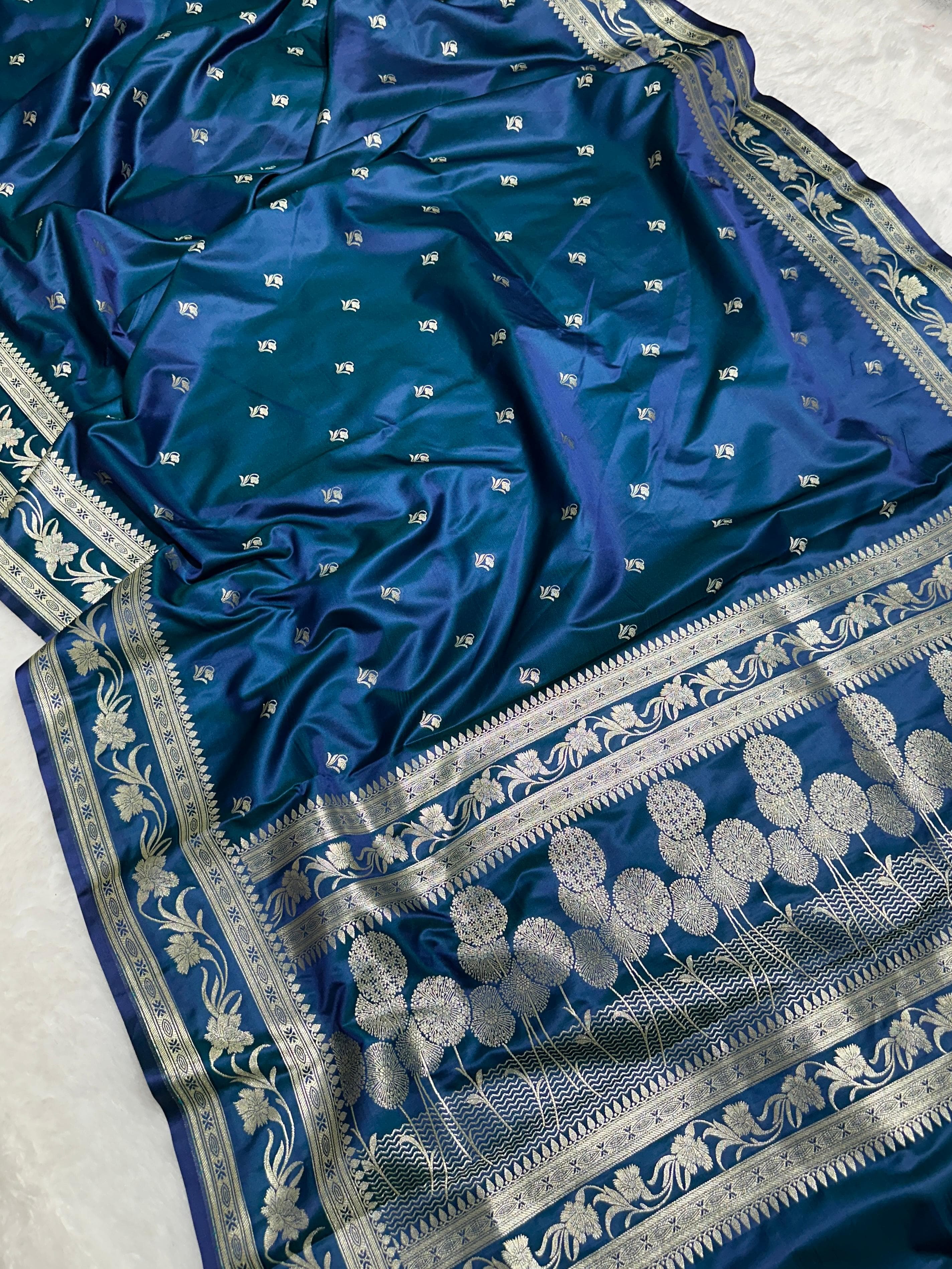 Pure Mashru Silk Saree with Zari Boarder (Blue)