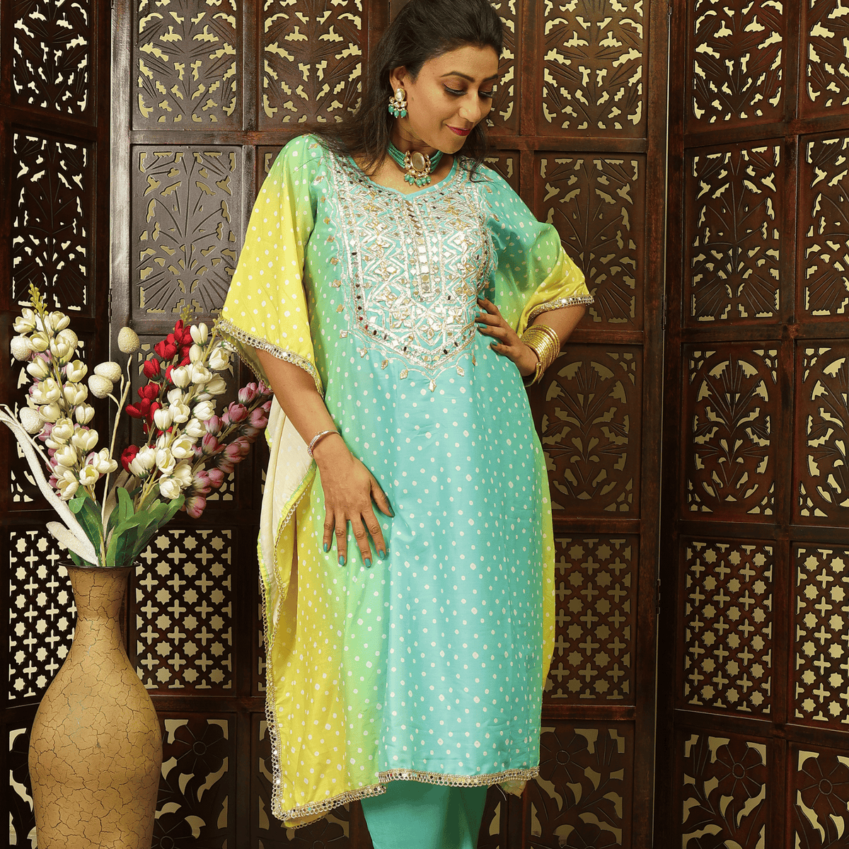 Jaipuri Gotta Patti Kaftan Kurta Set