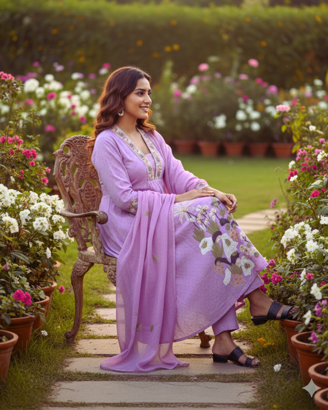 Lavender Anarkali Kurta Set