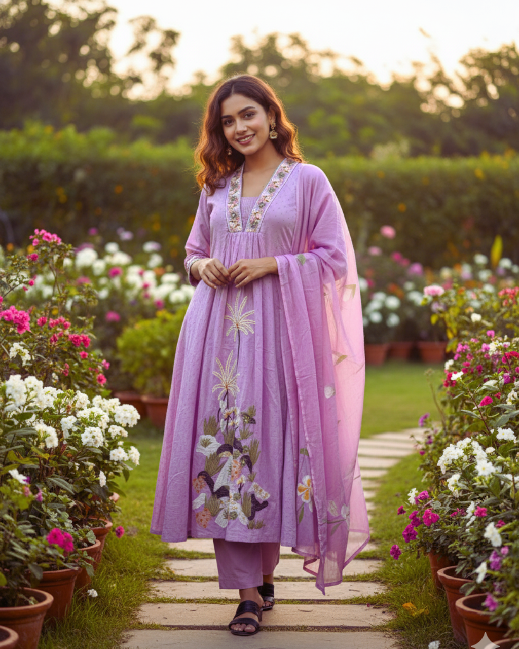 Lavender Anarkali Kurta Set