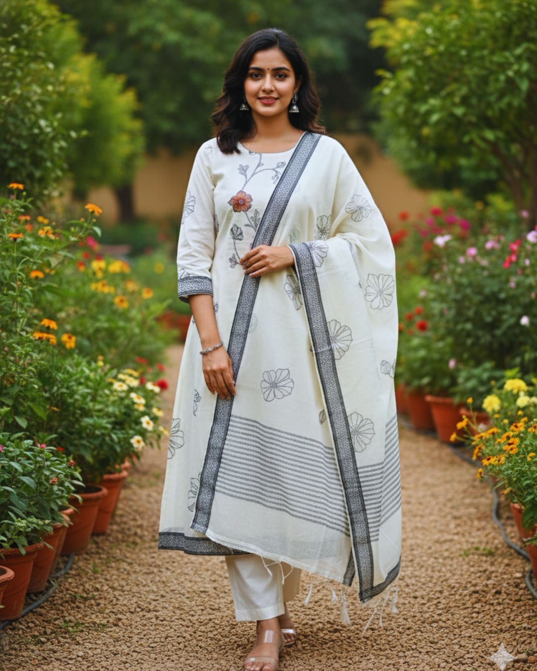 Off White Pure Linen Unstitched Suit 2