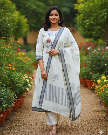 Off White Pure Linen Unstitched Suit 2