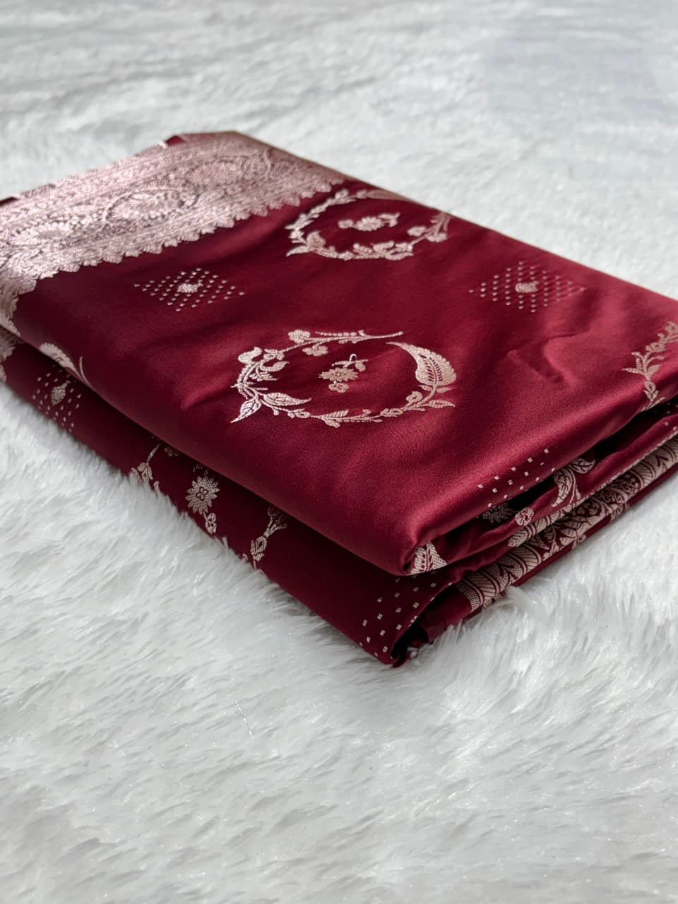 Maroon Bridal Mashru Silk Saree With Zari Weaving