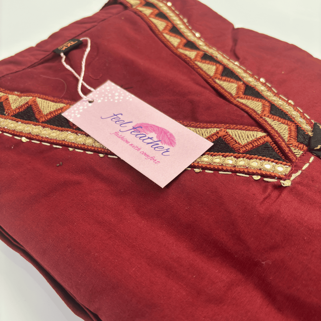 Maroon Kurta Pant Set With Dupatta