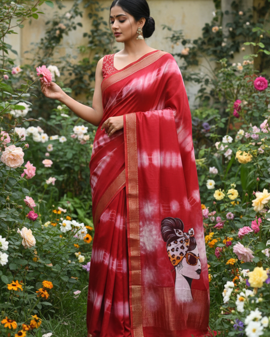 Modern Hand Painted Maheshwari Silk Saree by Feel Feather