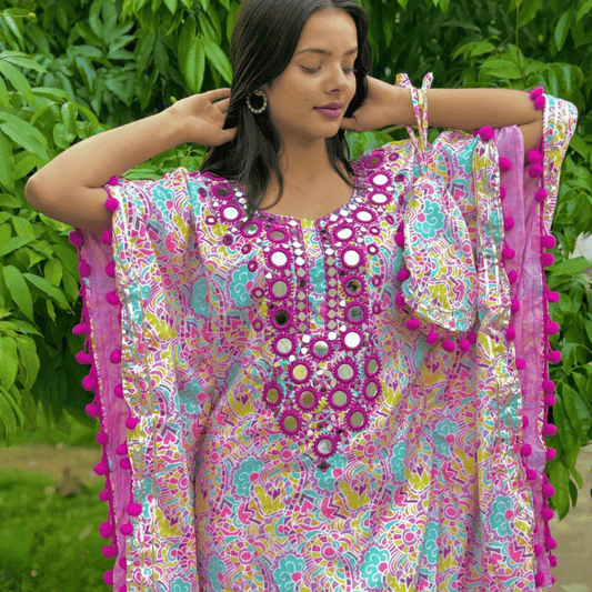Multicolor Kaftan Kurta Set