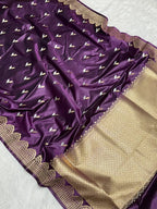 Purple Pure Mashru Silk Saree with Sona Rupa Zari Weaving