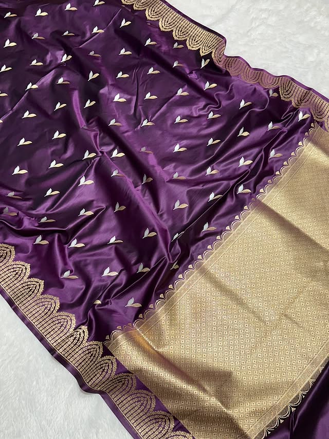 Purple Pure Mashru Silk Saree with Sona Rupa Zari Weaving