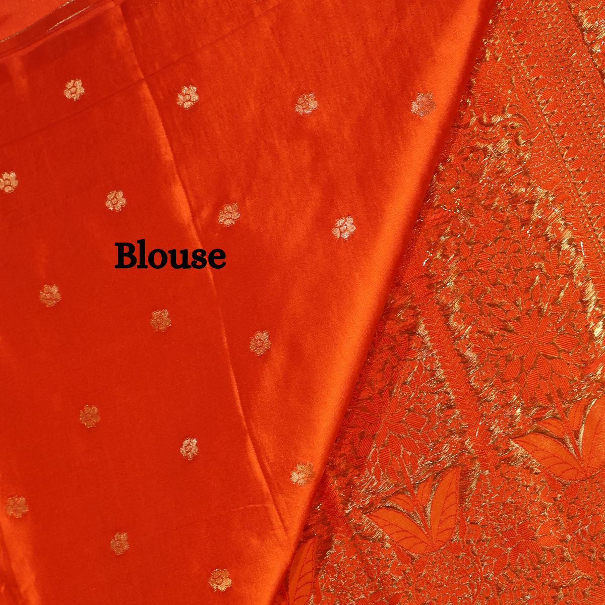 Pure Banarasi Mashru Silk Saree (Orange)
