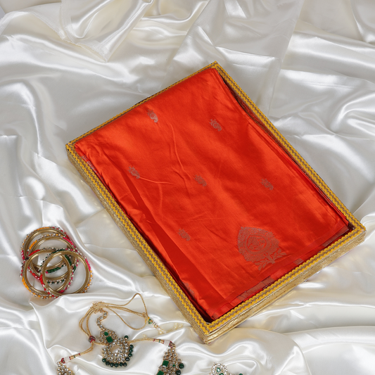 Orange Raw Mango Silk Saree