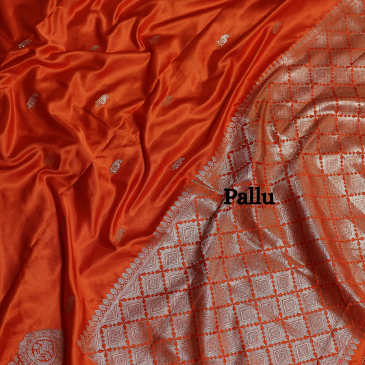 Orange Raw Mango Silk Saree