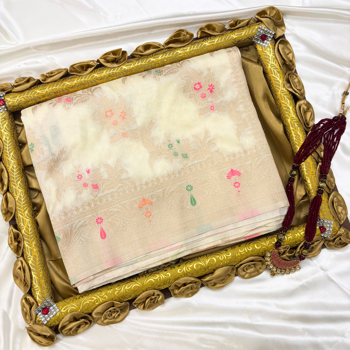 Premium Off White Katan Silk Saree