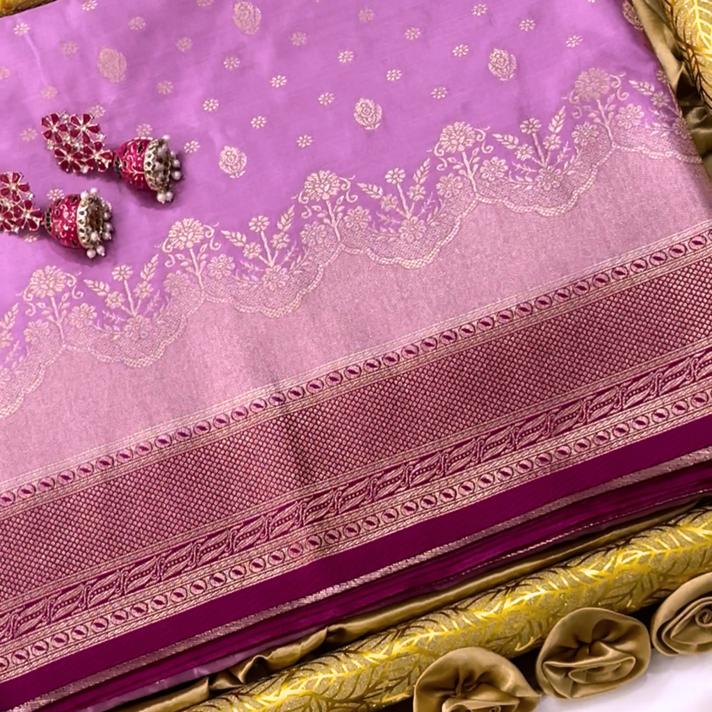 Premium Lavender Banarasi Silk Saree
