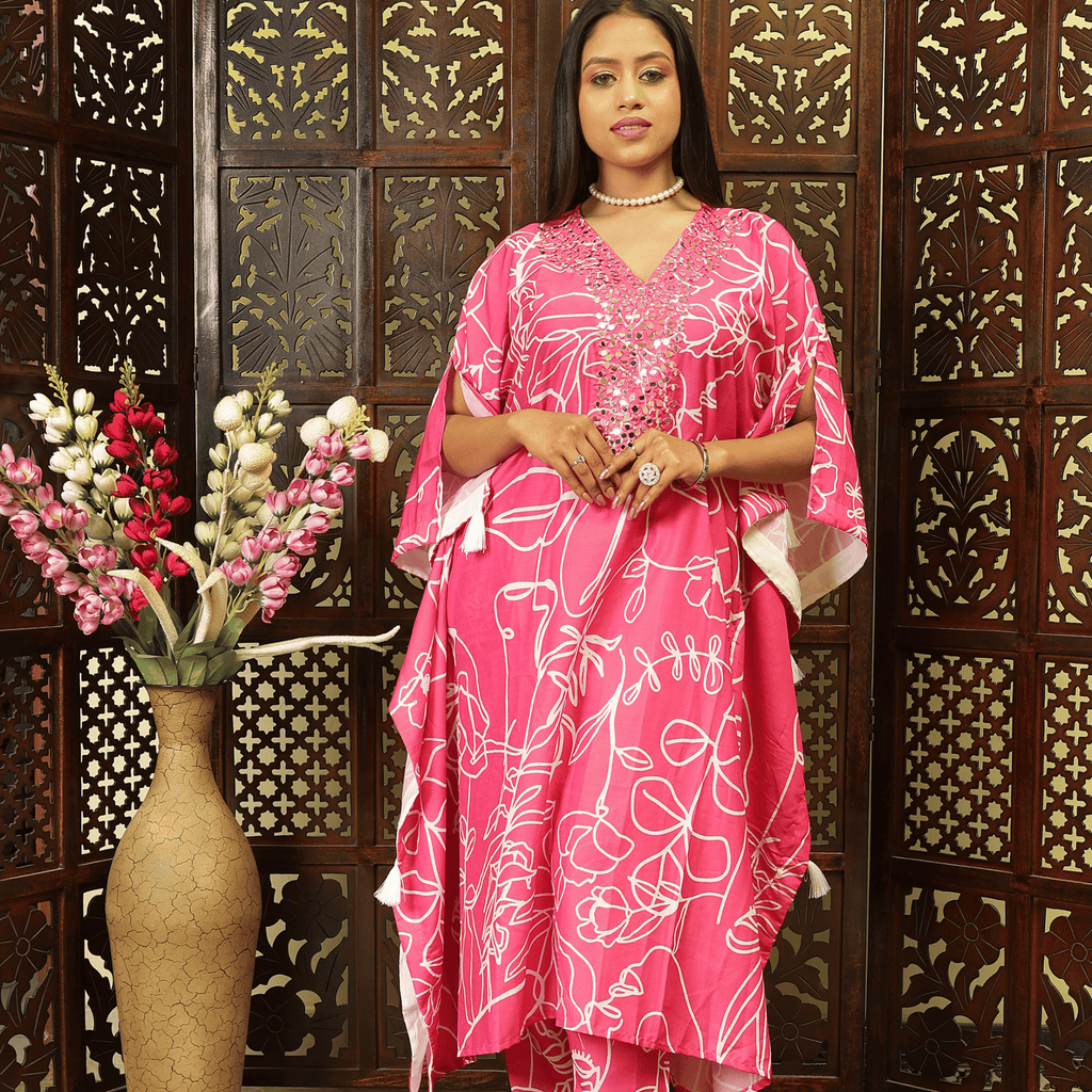 Pink Kaftan Kurta Set