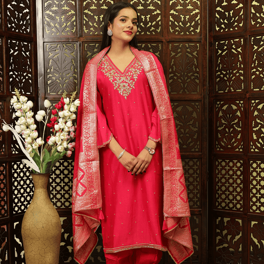 Pink Kurta Set For Women