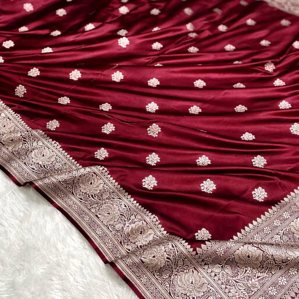 Pure Banarasi Silk Saree with Rose Weaving