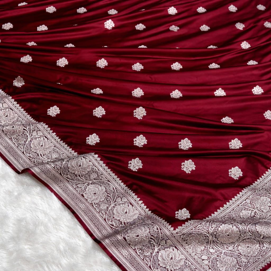 Pure Banarasi Silk Saree with Rose Weaving