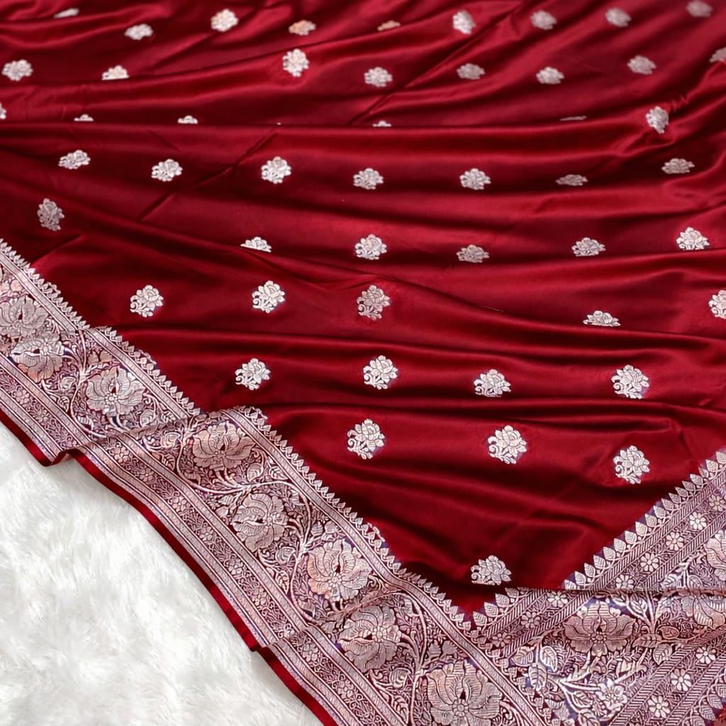 Pure Banarasi Silk Saree with Rose Weaving