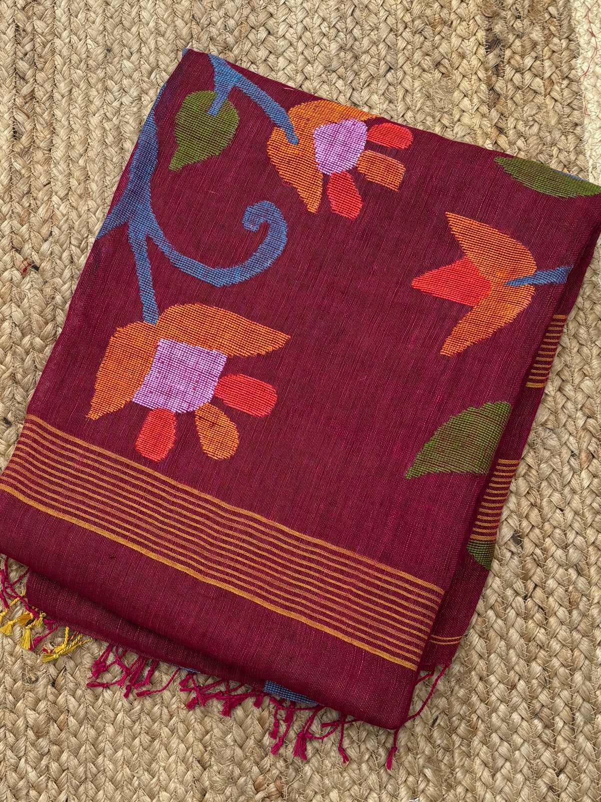 Pure Jayshree Linen Saree (Red)