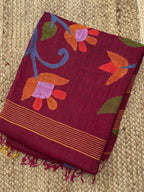 Pure Jayshree Linen Saree (Red)