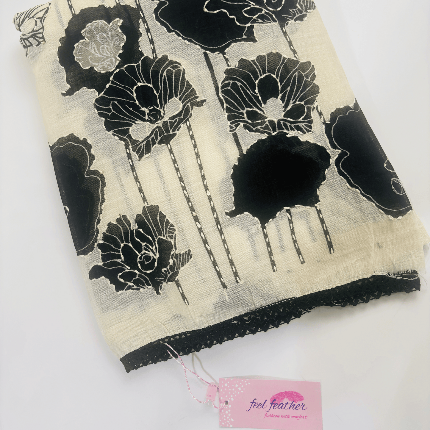 Pure Linen Cotton Kantha Embroidery Suit