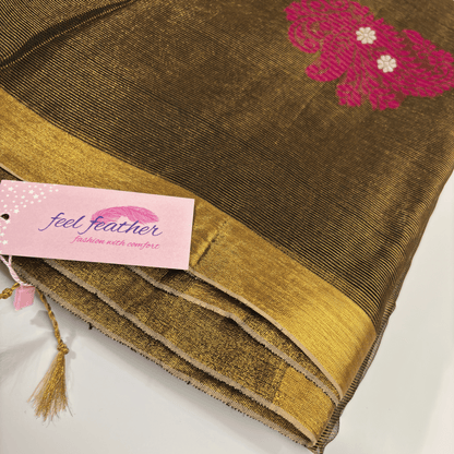 Tissue Linen Saree (Coffee Brown)