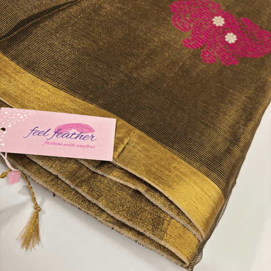 Tissue Linen Saree (Coffee Brown)