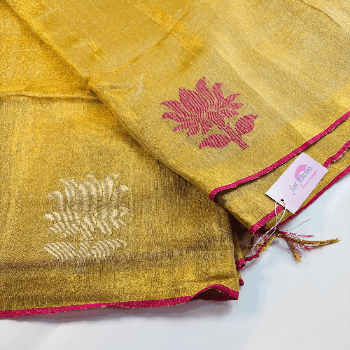 Tissue Linen Saree (Golden)