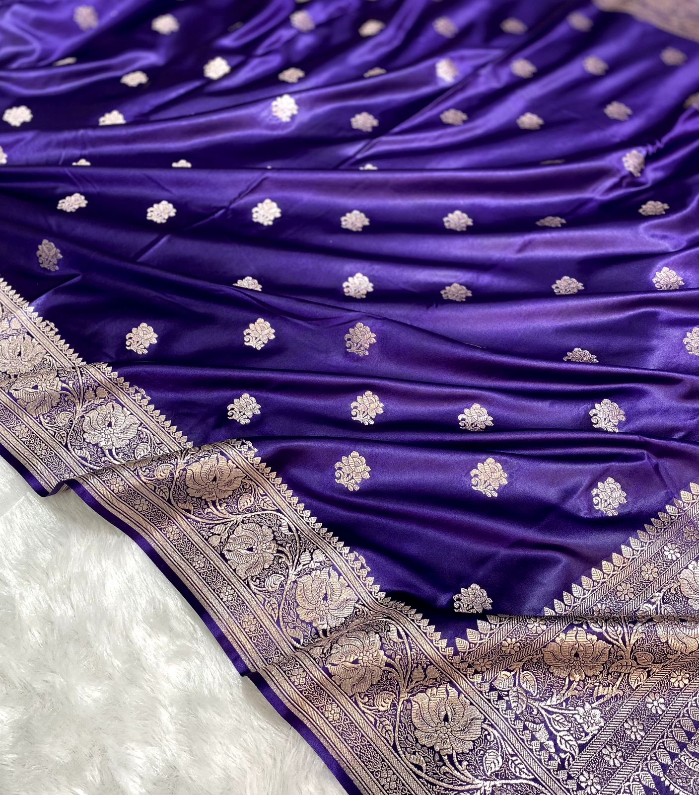 Pure Banarsi Silk Saree with Rose Weaving