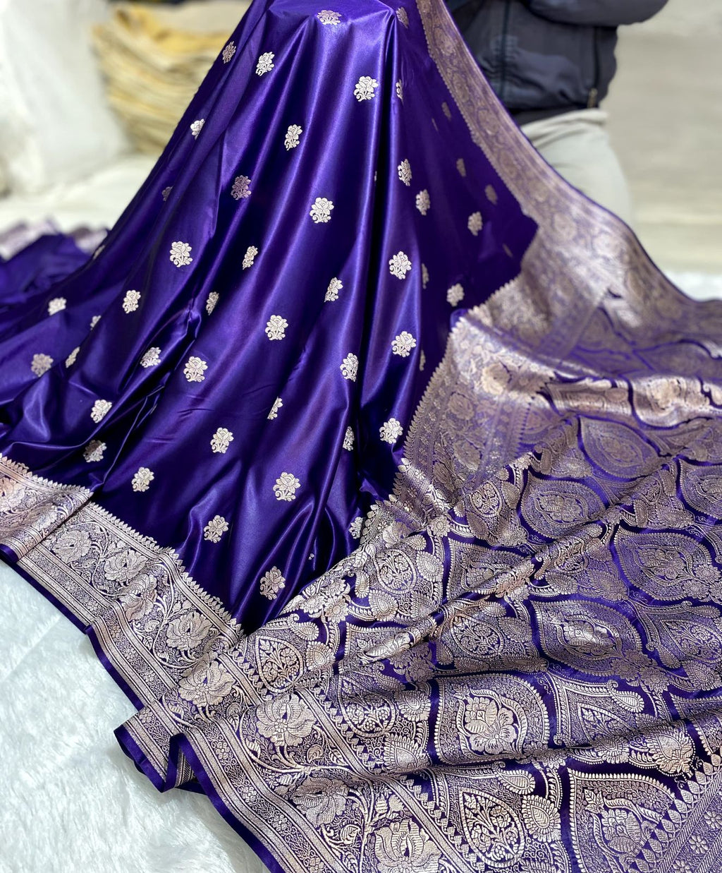 Pure Banarasi Silk Saree with Rose Weaving