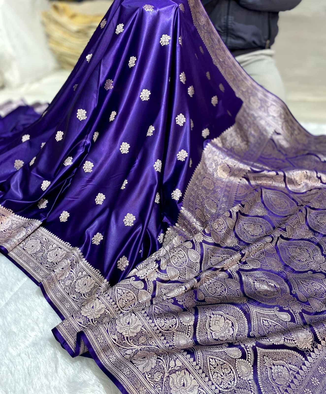 Pure Banarasi Silk Saree with Rose Weaving