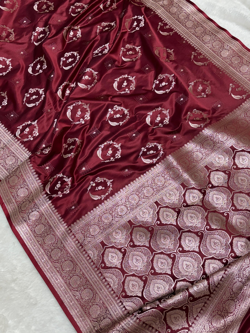 Maroon Bridal Mashru Silk Saree With Zari Weaving