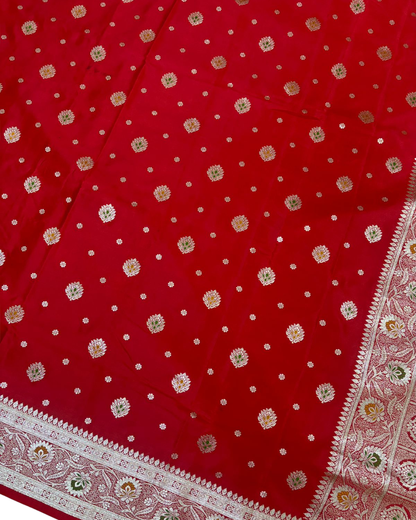 Red & Golden Botti Banarasi Saree