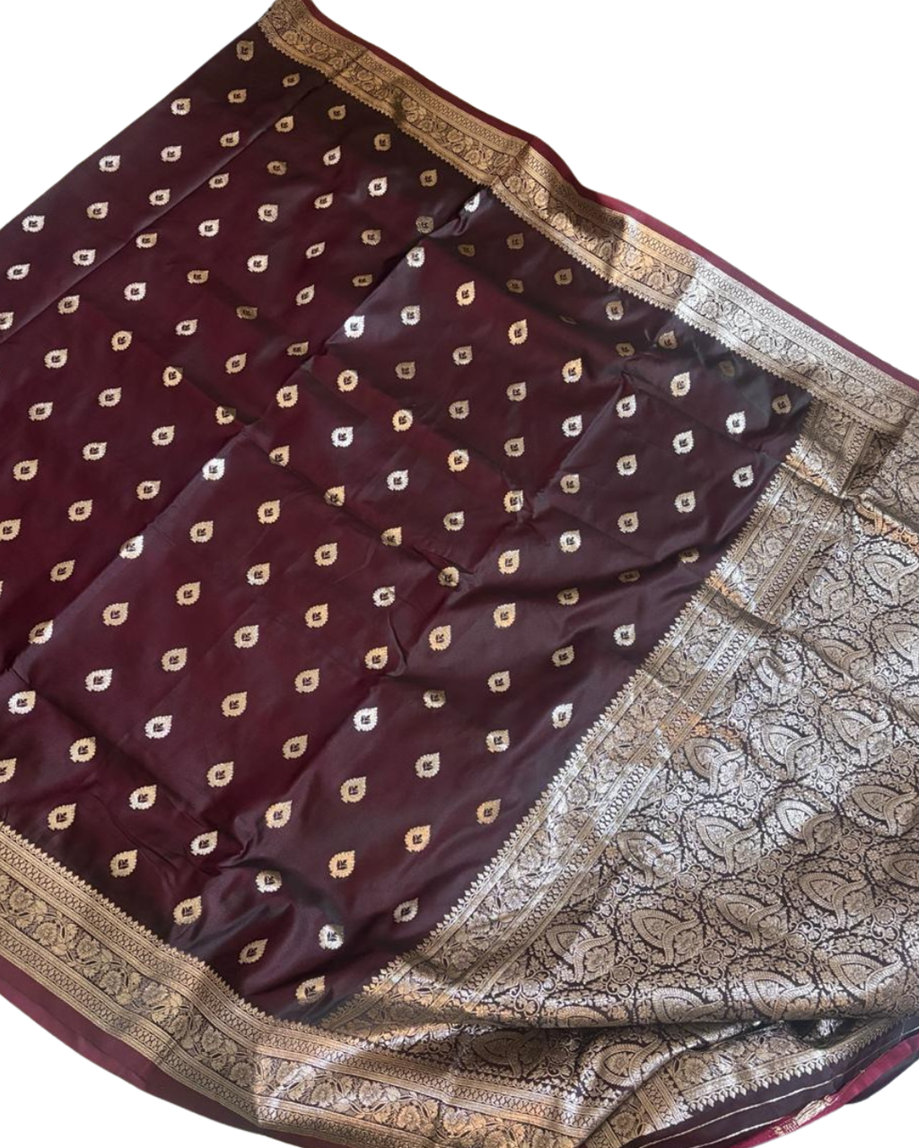 Dark Maroon Banarasi Saree
