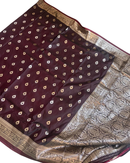 Dark Maroon Banarasi Saree