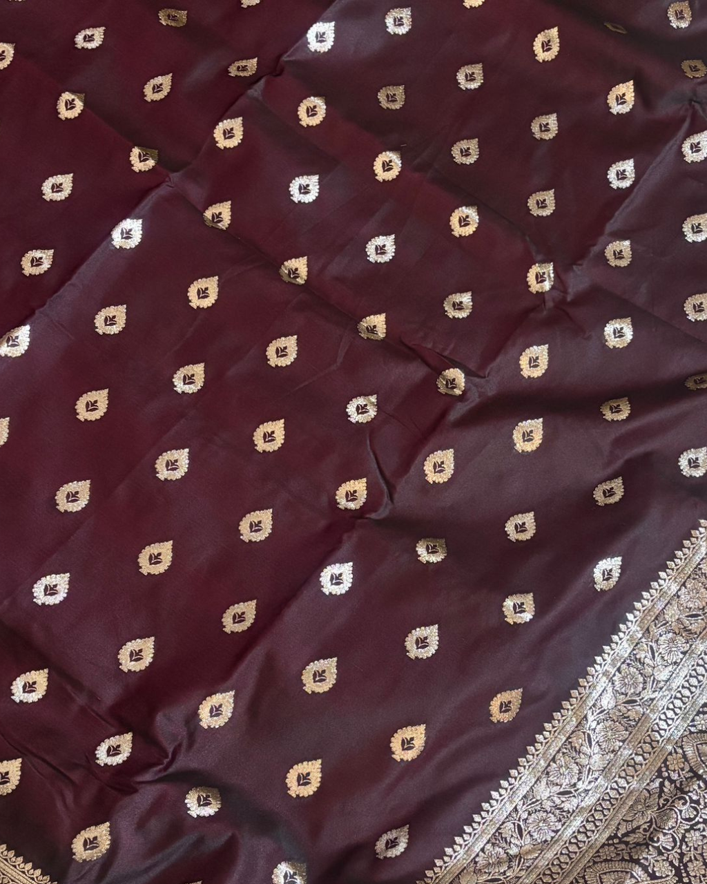 Dark Maroon Banarasi Saree