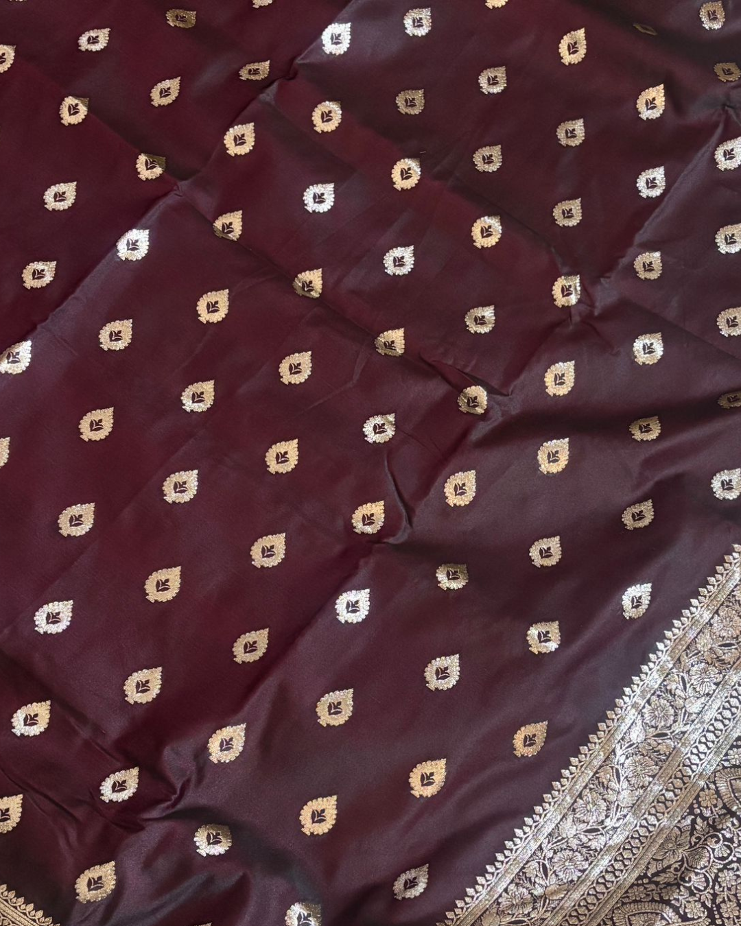 Dark Maroon Banarasi Saree
